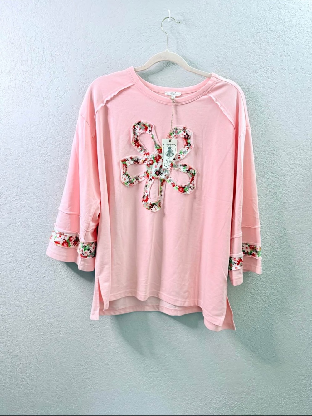 easel Pink Crewneck Top